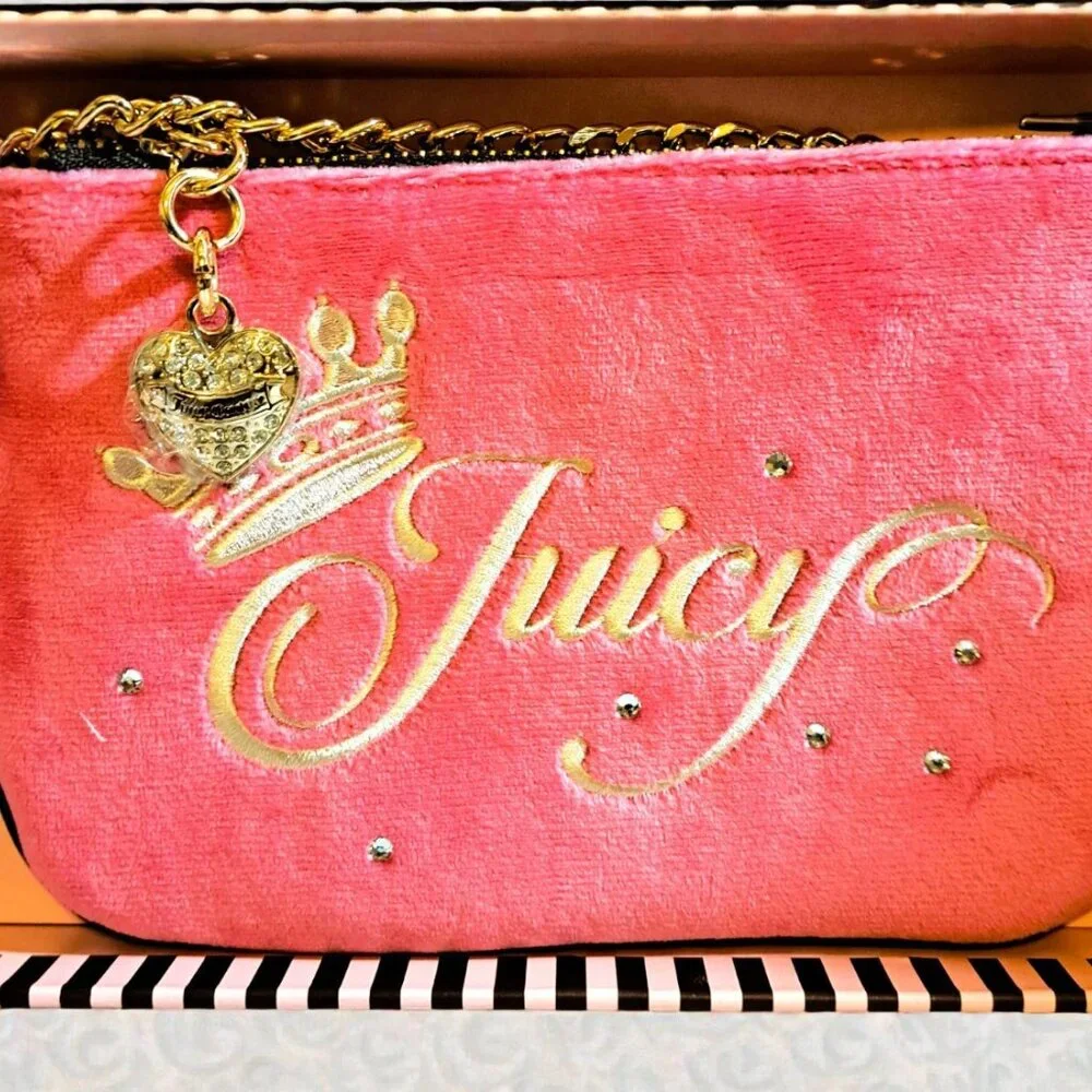 Juicy Couture Free Love Heritage Pouch Set - Hot Pink NWT